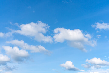 Beautiful blue sky with strange shape of clouds in the morning or evening used as natural background texture in decorative art work