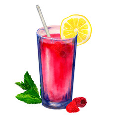 Raspberry cocktail watercolor