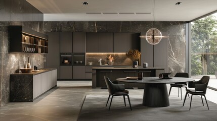 Modern Minimalist dining room styles: Clean lines, neutral colors, and minimal decor. Focus on functionality and simplicity with sleek furniture and subtle accents. 
