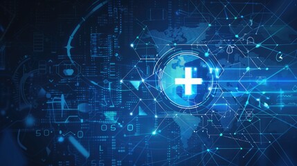 Digital abstract health science, modern medical technology concept world icon,