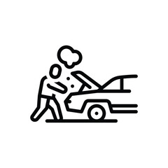 Black line icon for vehicle breakdown