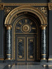 Obraz premium Baroque, Barocco Ornate Marble Ceiling Non-Linear Reformation Design with Intricate Accents Depicting Classic Elegance and Architectural Beauty