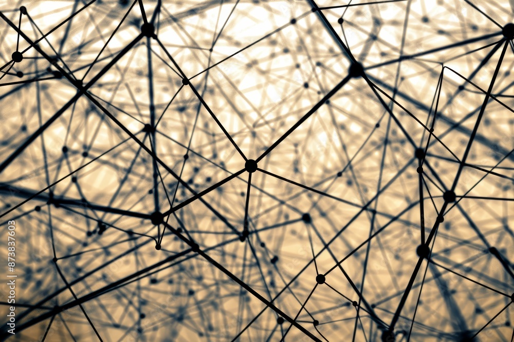 Poster multitude of wires entangled and suspended mid-air, an intricate web of interconnected lines
