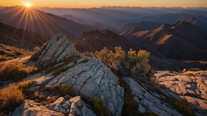 canyon and mountains sunset, AI, background