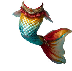 Naklejka premium Mermaid Baby Tail PNG Photo Overlay - High-Resolution Fantasy Elements with Colorful, Pearlescent Tails and Belt Decorations for Creative and Magical Children's Photography. Generated AI