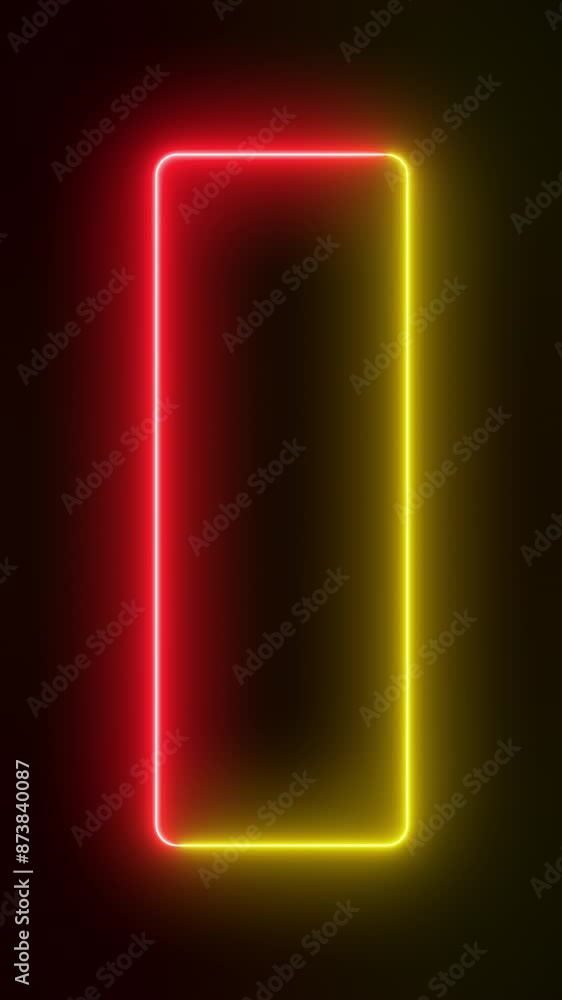 Aufkleber video animation of glowing neon rectangles in red and orange - abstract background - seamless loop -