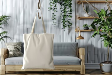 A blank tote bag mockup