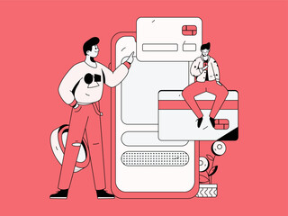 Online shopping payment security character flat vector concept operation hand drawn illustration
