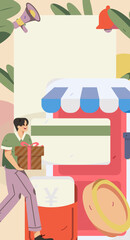 Online shopping payment security character flat vector concept operation hand drawn illustration
