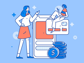 Online shopping payment security character flat vector concept operation hand drawn illustration
