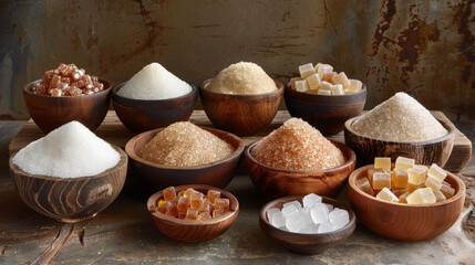 Fototapeta premium Lighting: Utilize soft, diffused lighting to bring out the details and contrasts between the white and brown sugar.