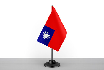 Flag of Taiwan, small metal Taiwan table flag, isolated on white background