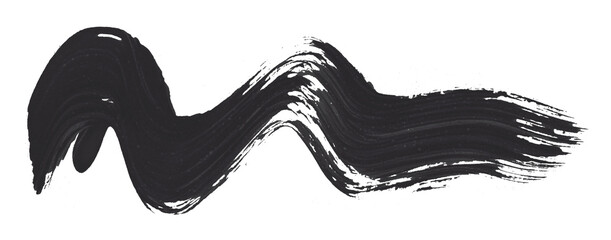 Black brush strokes isolated on transparent background.