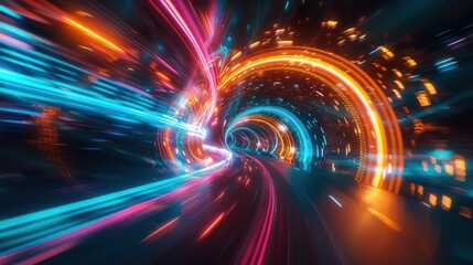 colorful swirling spinning speed of light trails abstract for background, future of colors moving extreme visual effect colorful vibrant.