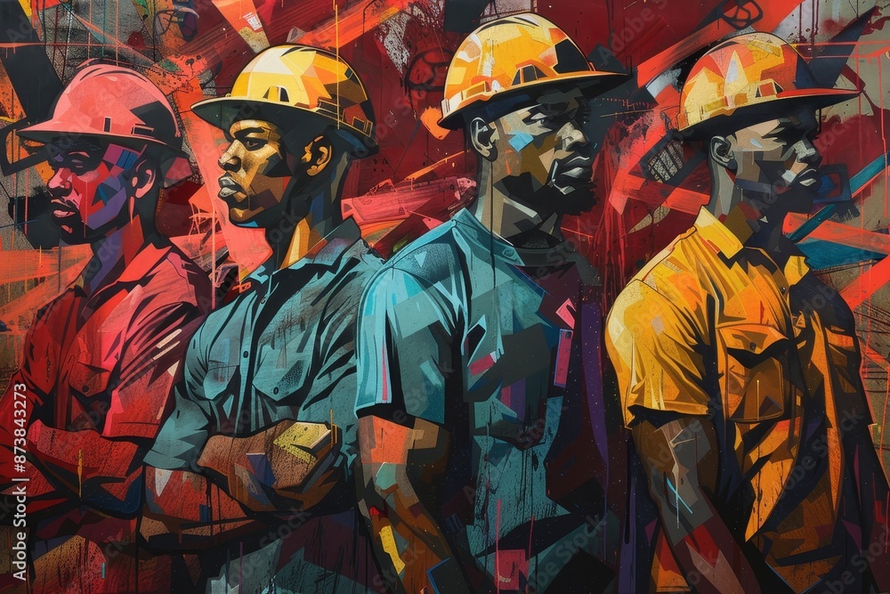 Aufkleber a group of men standing next to each other in a show of unity and solidarity, artworks showcasing un