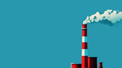 Industrial chimney on a blue background with space for text