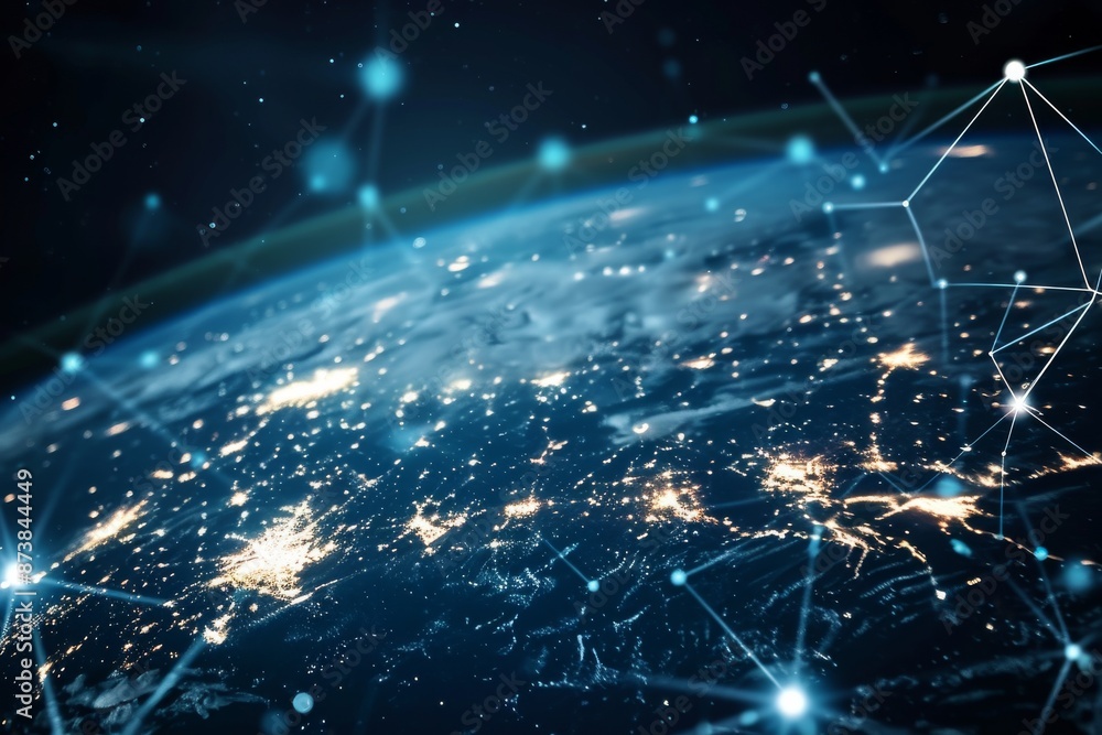 Poster global business internet network internet connection of things business intelligence, illustration o