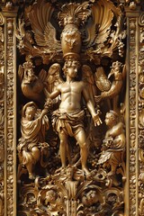 Baroque, Barocco Ornate Marble Ceiling Non-Linear Reformation Design with Intricate Accents Depicting Classic Elegance and Architectural Beauty