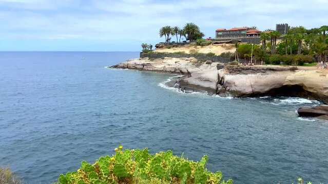 Beautiful view point between El Duque and Fanabe beaches in Tenerife, Canary Islands. Spain,4K