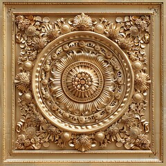 Fototapeta premium Baroque, Barocco Ornate Marble Ceiling Non-Linear Reformation Design with Intricate Accents Depicting Classic Elegance and Architectural Beauty