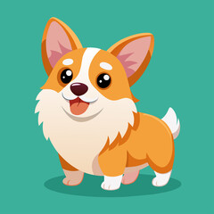 Cute cartoon corgi dog, vector kawaii puppy character with a cheerful face expression, corgi animal with joyful demeanor and bright colors promoting themes of happiness, pets care, love and loyalty