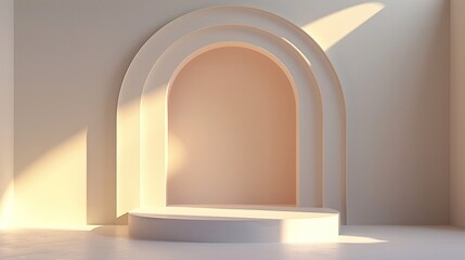 white podium with nice background and plant