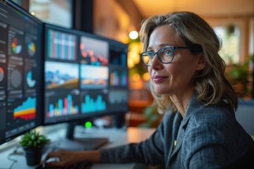 A financial advisor conducting a webinar, speaking into a camera while presenting slides on a screen behind them. The audience is visible on the screen, participating from various locations. The