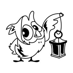A hand drawn style mascot of owl lantern 