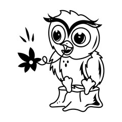 Obraz premium A cute doodle style mascot of owl flower 
