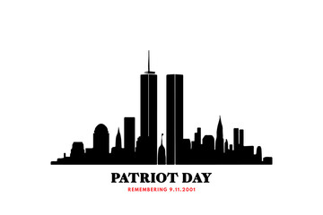 Naklejka premium Silhouette of NYC skyline with Twin Towers, 