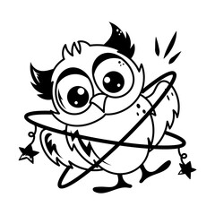Cute doodle style cartoon of dizzy bird  