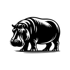 Hippopotamus Silhouette Design - Hippo Vector art - Hippopotamus Illustration.