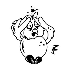 Hand drawn icon of scared owl 