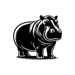 Hippopotamus Silhouette Design - Hippo Vector art - Hippopotamus Illustration.