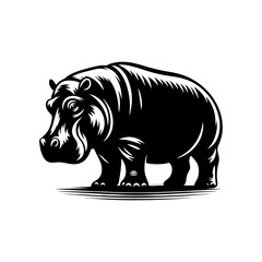 Hippopotamus Silhouette Design - Hippo Vector art - Hippopotamus Illustration.