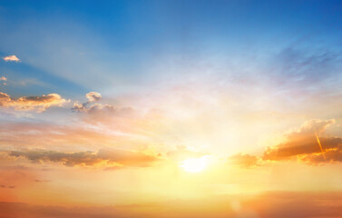 Beautiful Vivid sky painted by the sun leaving bright golden shades