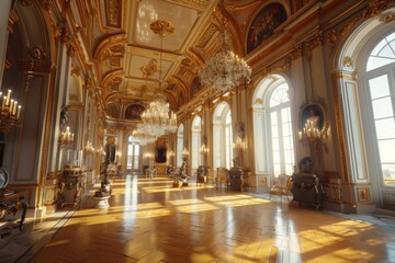 Obraz premium Baroque, Barocco Ornate Marble Ceiling Non-Linear Reformation Design with Intricate Accents Depicting Classic Elegance and Architectural Beauty