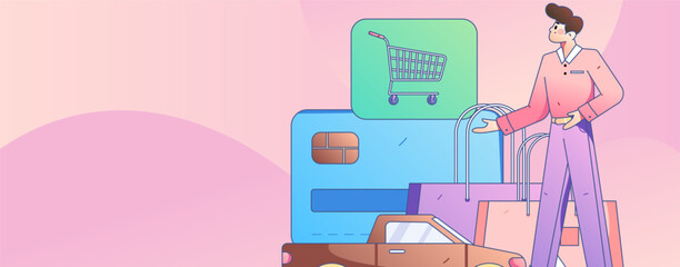 Online shopping payment security character flat vector concept operation hand drawn illustration
