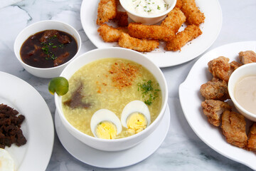 Freshly cooked assorted Filipino food