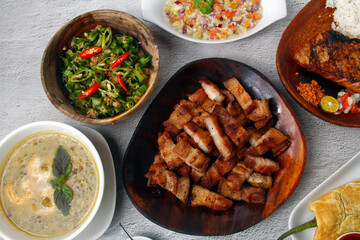Freshly cooked assorted Filipino food
