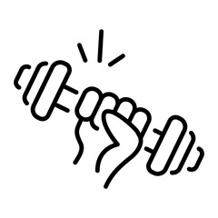 A line style icon of workout with dumbbell