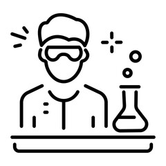 A scientist icon designed in outline style