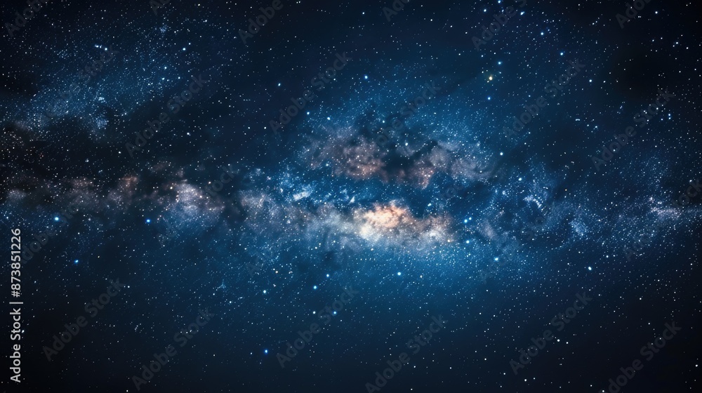 Wall mural space sky. starry night galaxy background with lactic way and universe sky
