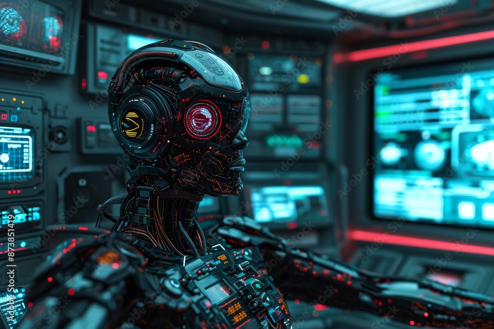 Poster an abstract digital brain with circuit patterns, representing the cutting-edge technology of ai, fut