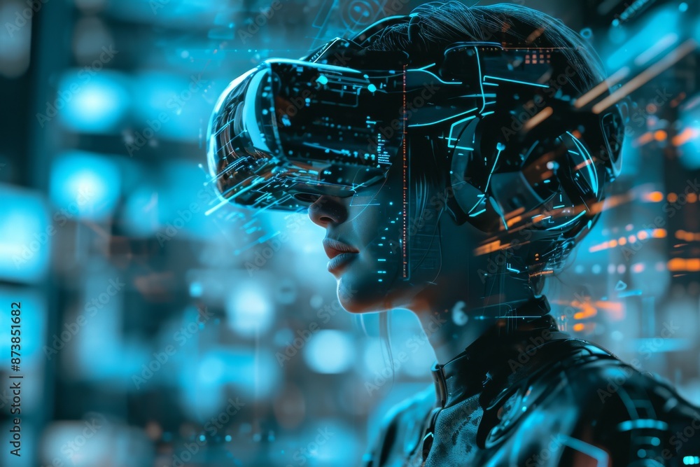 Poster an abstract digital brain with circuit patterns, representing the cutting-edge technology of ai, fut