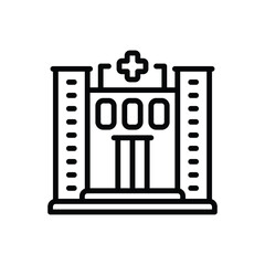 Black line icon for clinic