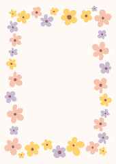 A4 frame with pastel flower. Perfect as a photo frame, for scrapbooking, postcards, posters, invitation cards.