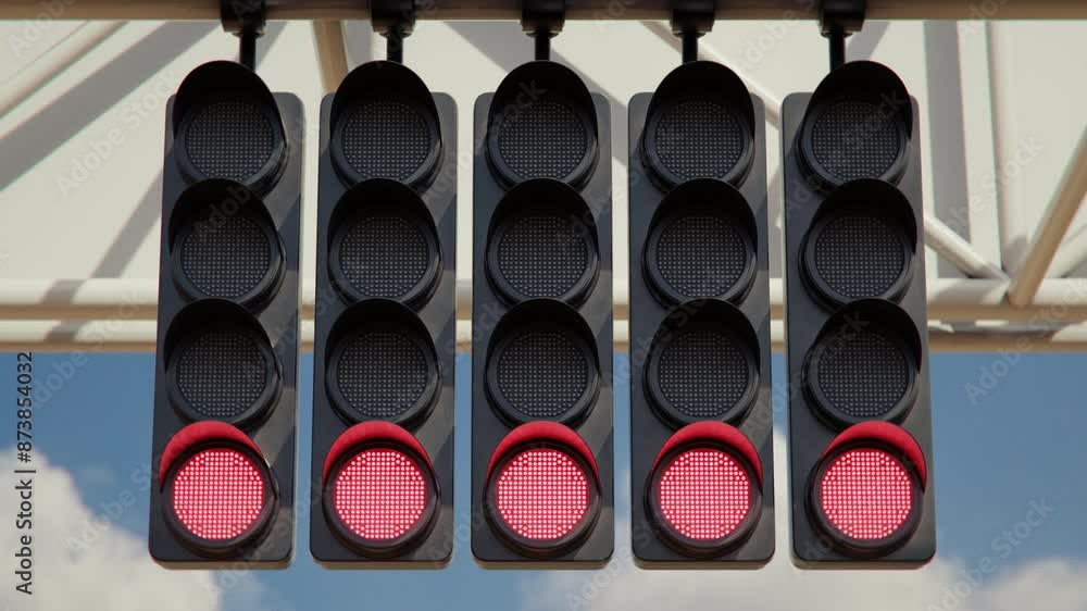 Aufkleber close up of the formula one car racing starting lights sequence signalling the beginning of the race