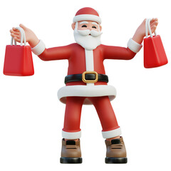 Santa with Red Shopping Bag