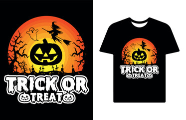 Trick or treat Halloween quotes t shirt design, vector graphic